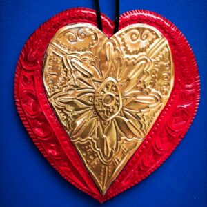 "Love Flower" Tin Heart,  Art Object